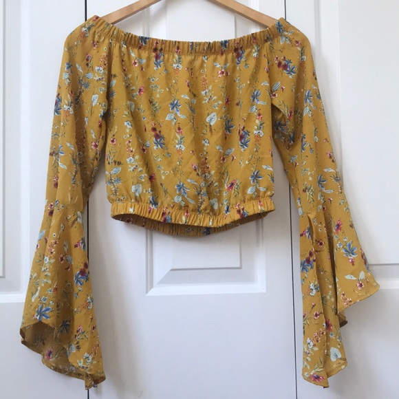 yellow floral long sleeve top
